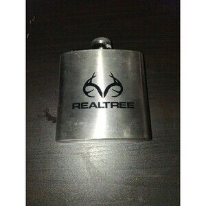 Realtree stainless steel hunting flask silver black